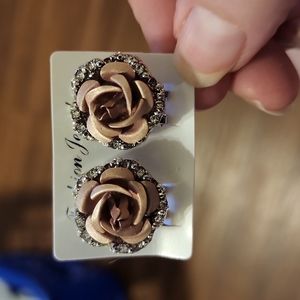 Brown Rose Earrings